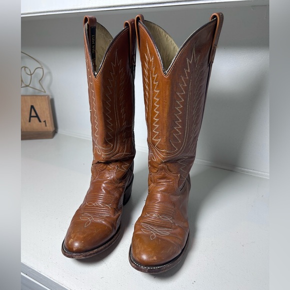 Vintage Dan Post Women’s Western Boot Size 8C Brown Leather Classic Flare Cowboy - Picture 3 of 9